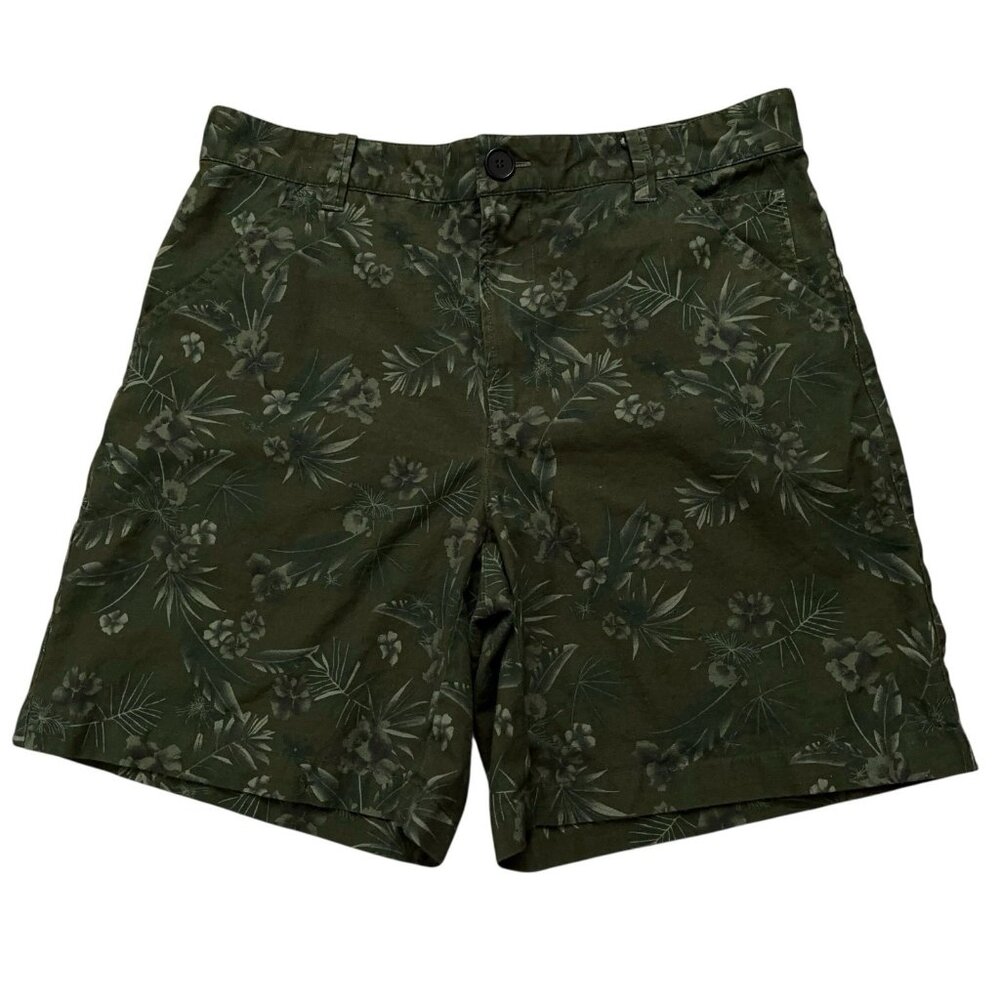A.P.C. Shorts Mens Size S Andy Chino Khaki 7" Inseam Floral Green